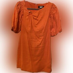 DKNY Orange Puff Sleeve Blouse
